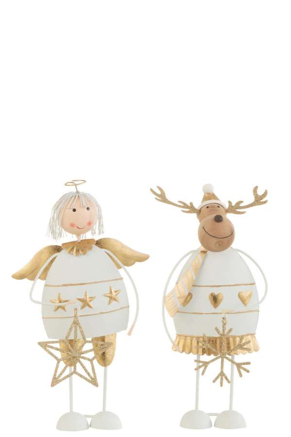 ANGEL/REINDEER METAL WHITE/GOLD LARGE ASSORTMENT OF 2