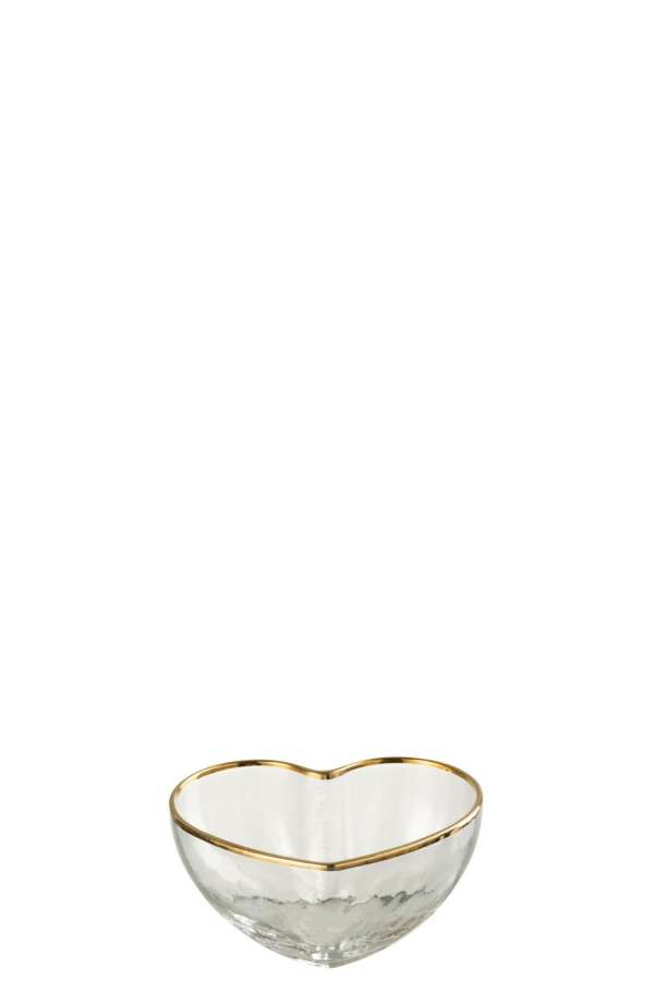 APERO DISH HEART GLASS GOLD/TRANSPARENT