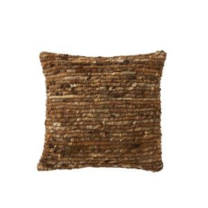 CUSHION WOVEN WOOL BROWN