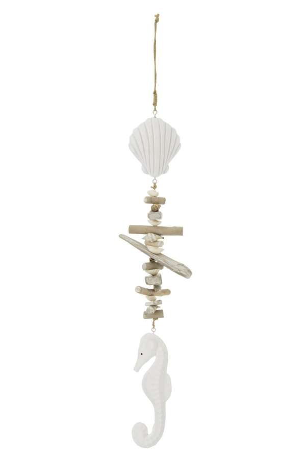HANGER SHELL + SEAHORSE DRIFT WOOD/RESIN WHITE/NATURAL