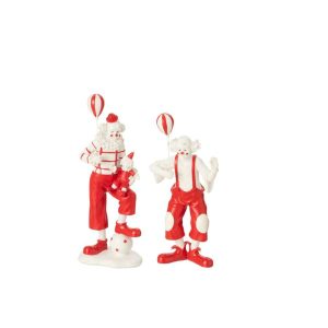 CLOWN BALLOON + DOLL STONE RED/WHITE ASSORTMENT OF 2