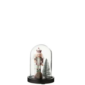 DECORATIVE BELL JAR NUTCRACKER GLASS CHRISTMAS RED/DARK GREEN SMALL ASSORTMENT OF 4