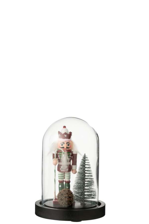 DECORATIVE BELL JAR NUTCRACKER GLASS CHRISTMAS RED/DARK GREEN SMALL ASSORTMENT OF 4