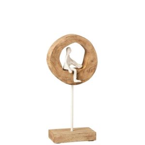FIGURE THINKER RING LOW MANGO WOOD/ALUMINIUM NATURAL/WHITE