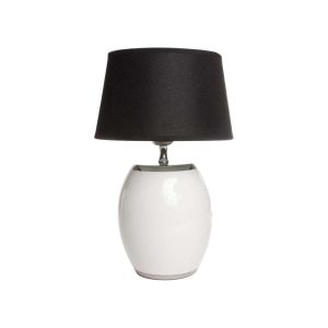 Lampe Hvit/Sølv M/Sort Skjerm 18X30Cm