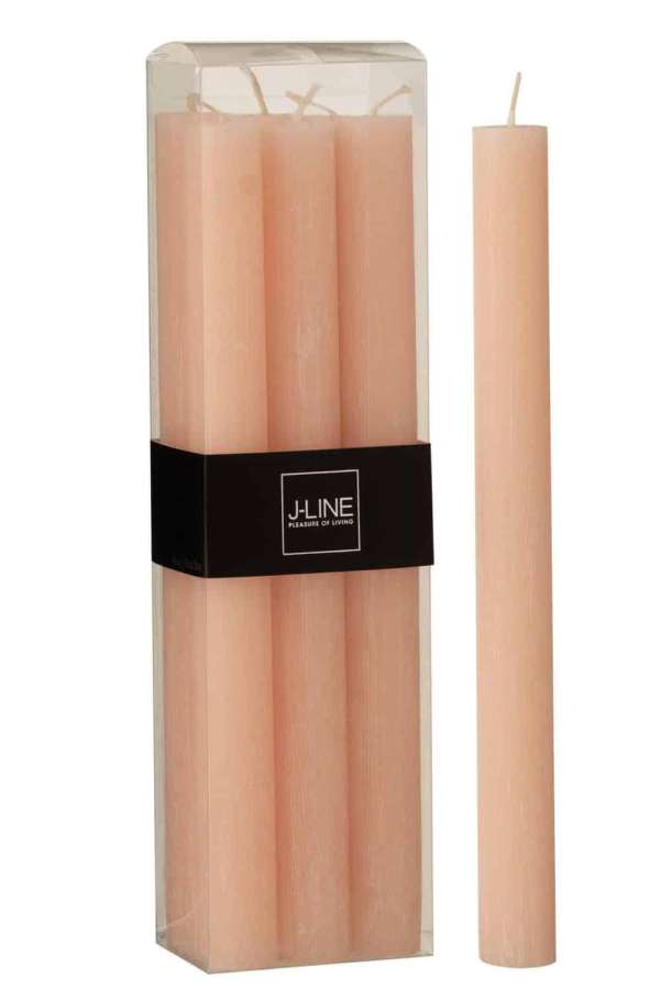 BOX 6 TABLE CANDLE  PEACH 9H