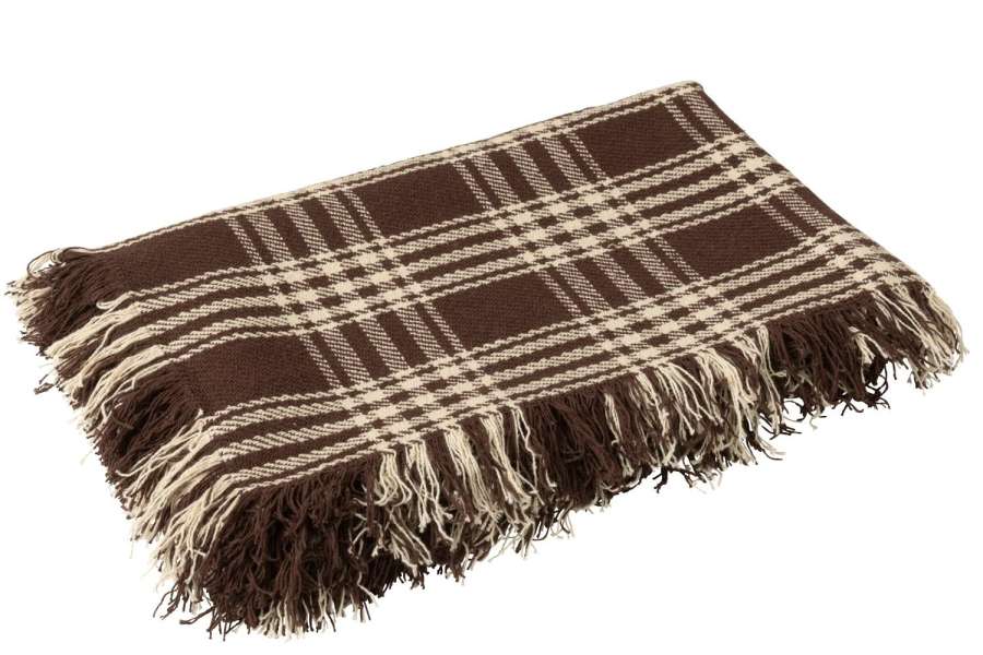 BLANKET CHECKERED COTTON DARK BROWN/WHITE