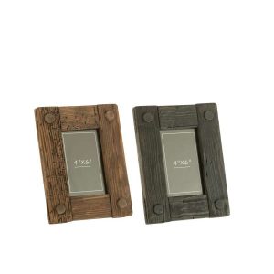 PHOTO FRAME NICK PINE WOOD BROWN/BLACK SMALL ASSORTMENT OF 2
