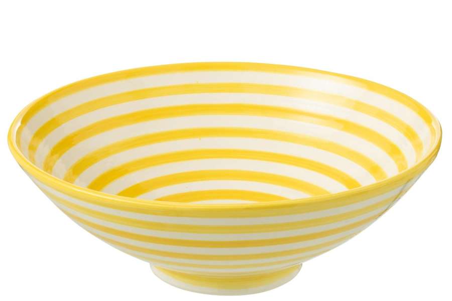 LEBRILLO BOWL GRANADA STRIPES CERAMIC WHITE/YELLOW