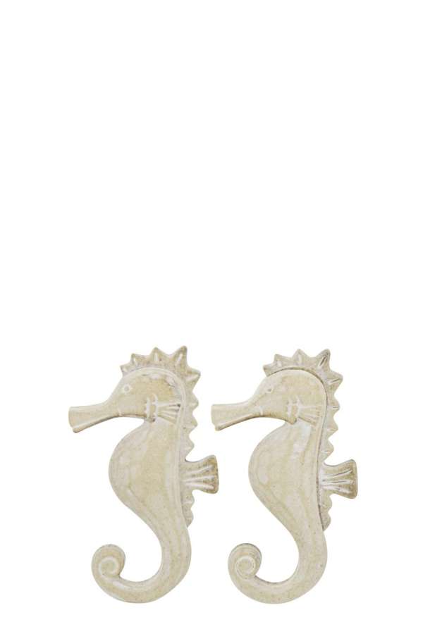 SET OF 2 SEAHORSE WHITEWASH MDF/ROPE NATURAL