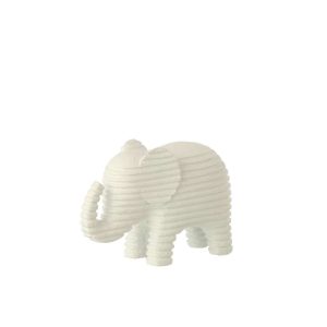 ELEPHANT STRIPED POLYRESIN WHITE SMALL