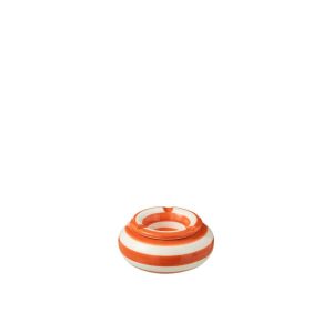 ASHTRAY GRANADA STRIPES CERAMIC WHITE/ORANGE SMALL