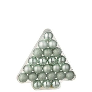 BOX OF 24 CHRISTMAS BAUBLE PLASTIC MINT GREEN