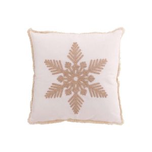 CUSHION SNOWFLAKE COTTON WHITE/BEIGE