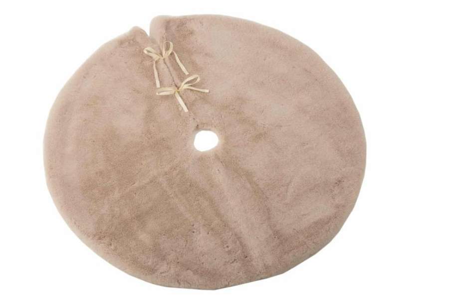 CHRISTMAS TREE SKIRT ROUND POLYESTER BEIGE