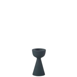 CANDLE HOLDER CONE ALUMINIUM BLUE SMALL