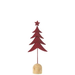 CHRISTMAS TREE ON FOOT+STAR METAL/WOOD RED SMALL