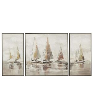 SET OF 3 PAINTING HOG ACRYLIC/CANVAS MIX