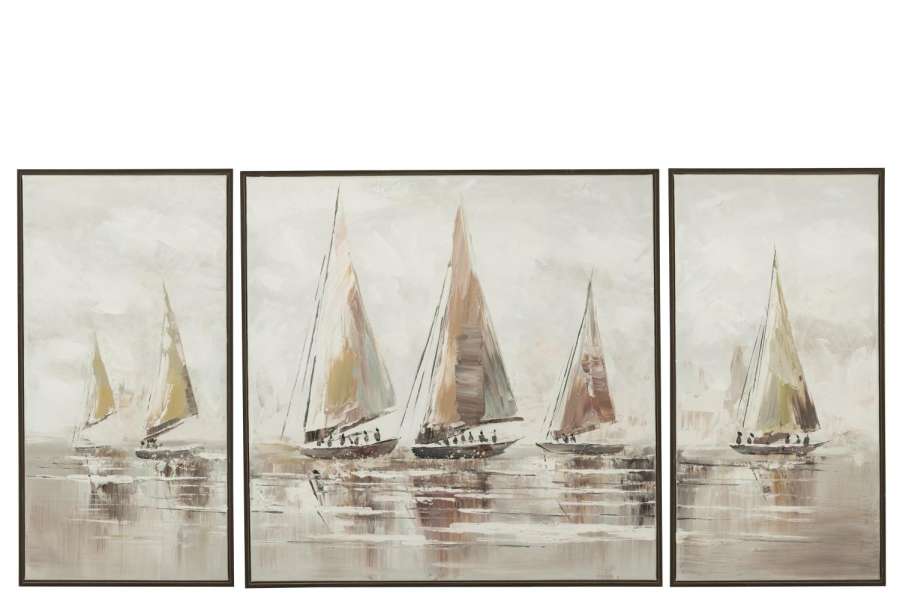 SET OF 3 PAINTING HOG ACRYLIC/CANVAS MIX