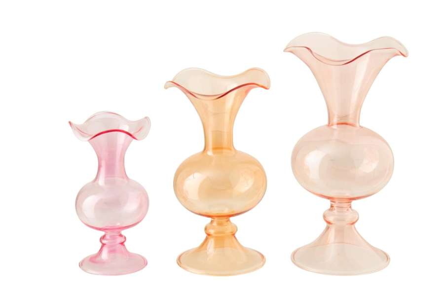 SET OF 3 VASE BALL GLASS MULTICOLORED