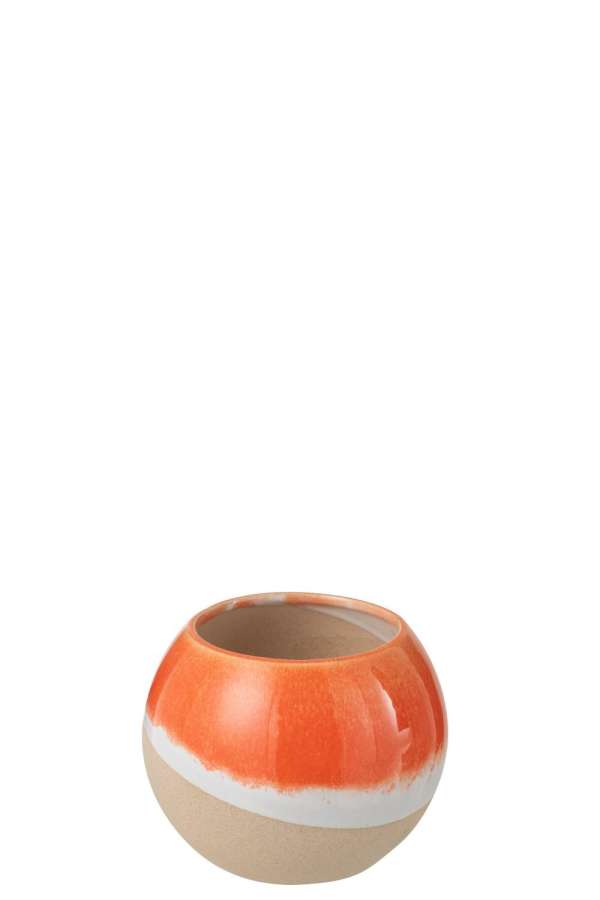 VASE BALL CLAY ORANGE/NATURAL SMALL
