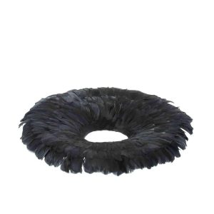 WREATH DECO FEATHERS BLACK