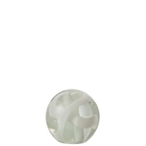 PAPERWEIGHT GARLAND GLASS WHITE SMALL