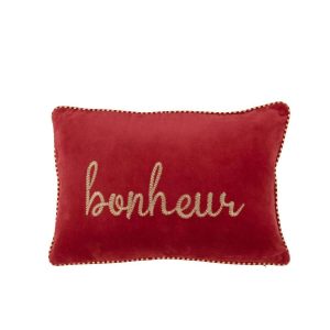 CUSHION BONHEUR TEXTILE RED/GOLD