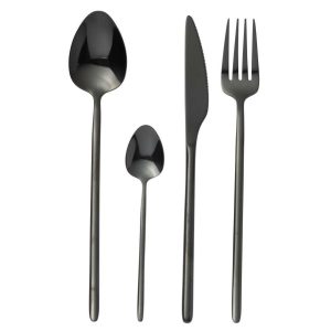 BOX CUTLERY C 24 PIECES STAINLESS STEEL SHINY BLACK