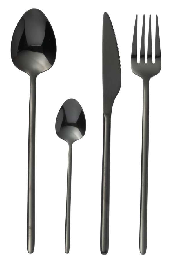 BOX CUTLERY C 24 PIECES STAINLESS STEEL SHINY BLACK