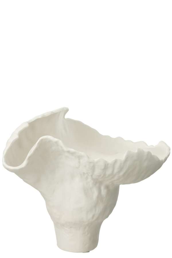VASE COROLLA WIDE CERAMIC WHITE