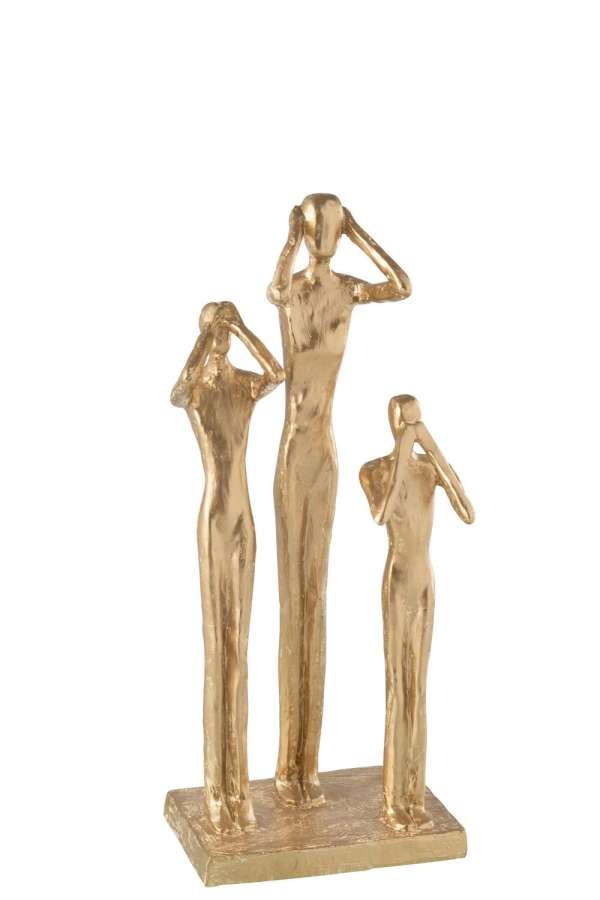FIGURES SEE/HEAR/SPEAK RESIN GOLD