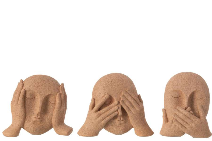 FACE SEE/HEAR/SPEAK RESIN TERRA ASSORTMENT OF 3