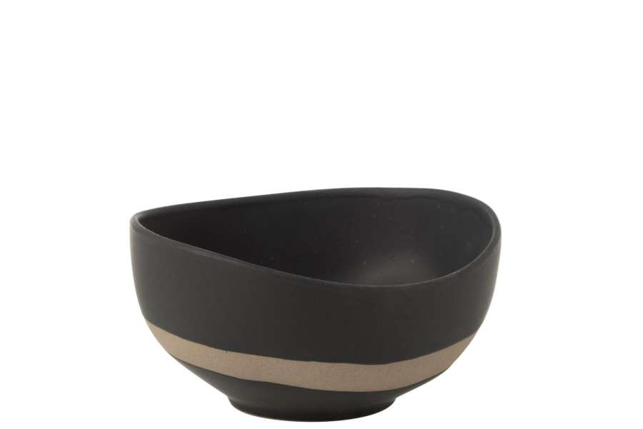 BOWL  CERAMIC BLACK/TAUPE