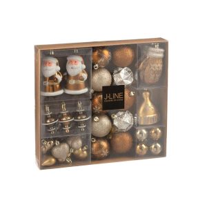 BOX OF 45 CHRISTMAS BAUBLE PLASTIC BROWN