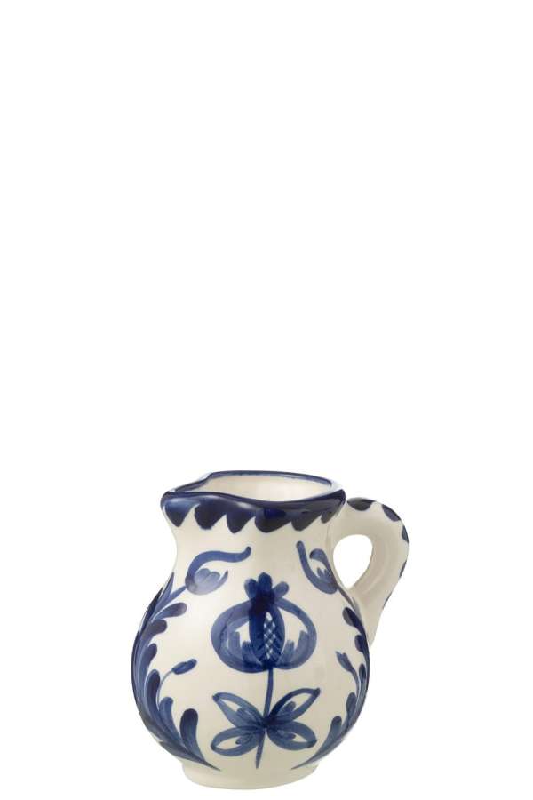 PITCHER GRANADA CERAMIC WHITE/COBALTO BLUE SMALL
