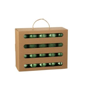 BOX OF 40 CHRISTMAS BAUBLE PLASTIC EMERALD GREEN