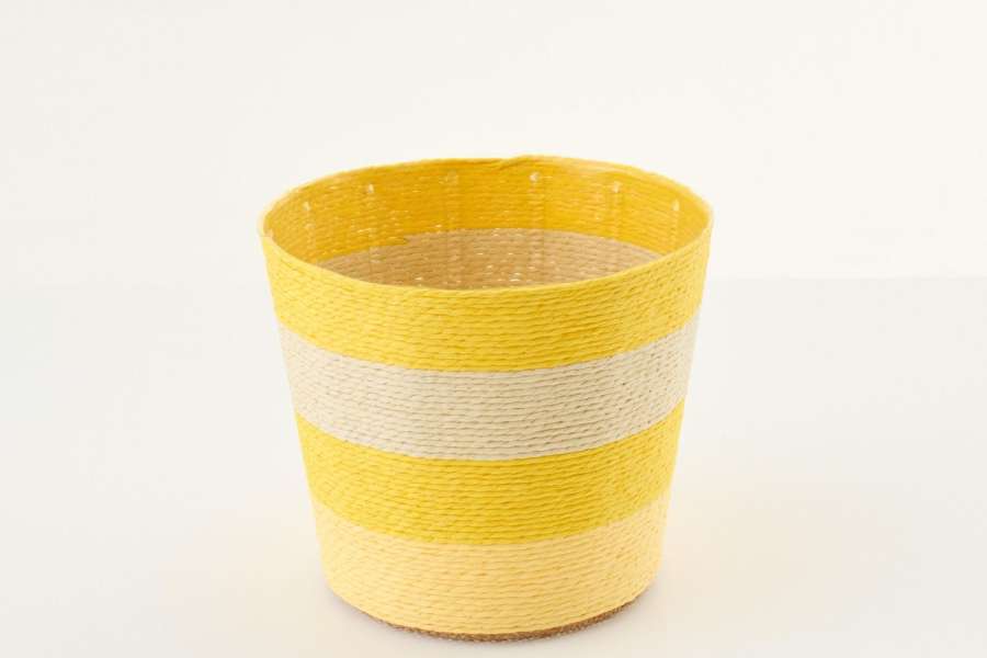 FLOWERPOT STRIPED PAPER YELLOW/NATURAL LARGE