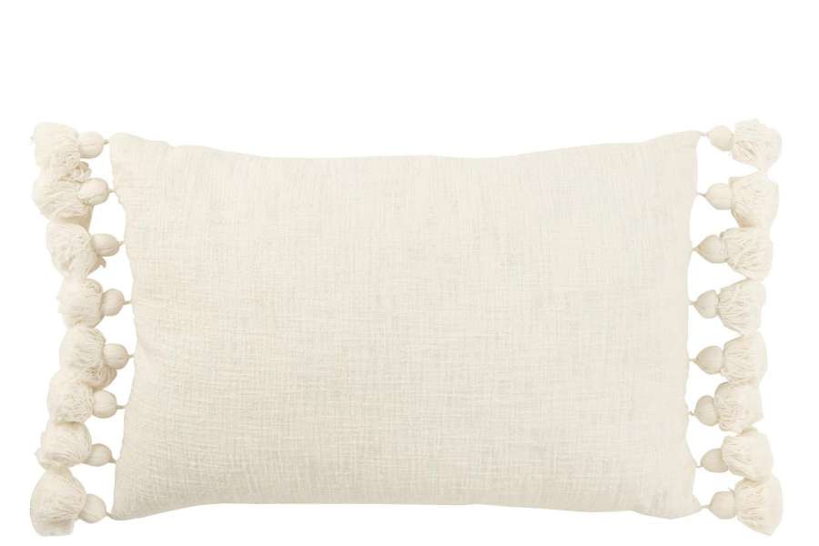 CUSHION TASSEL COTTON WHITE