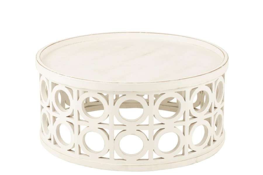 COFFEE TABLE CARVING FIR WOOD/MDF WHITE