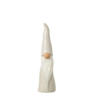 GNOME POINTY HAT PORCELAIN LIGHT GREY SMALL