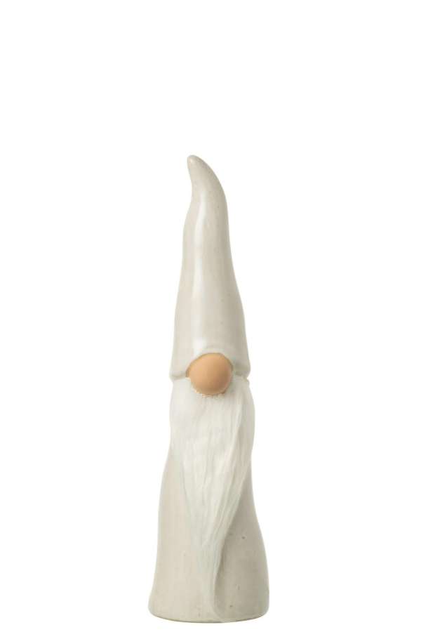 GNOME POINTY HAT PORCELAIN LIGHT GREY SMALL
