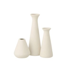 SET OF 3 VASE SOLIFLORE PORCELAIN WHITE