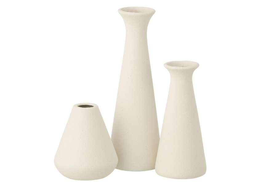 SET OF 3 VASE SOLIFLORE PORCELAIN WHITE