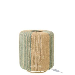 TABLE LAMP ROPE CYLINDER METAL TURQUOISE/NATURAL SMALL