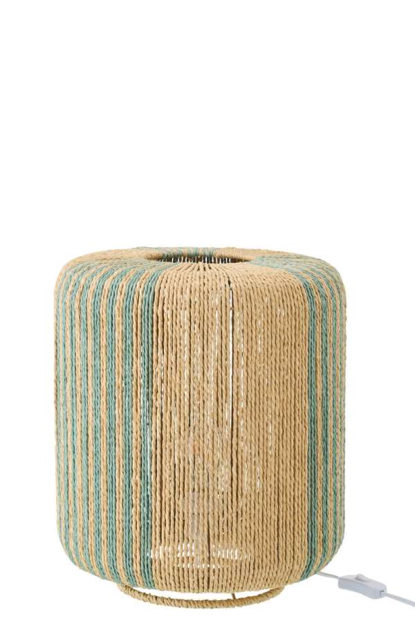 TABLE LAMP ROPE CYLINDER METAL TURQUOISE/NATURAL SMALL