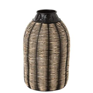 VASE DECORATION ROPE/RATTAN BLACK/NATURAL
