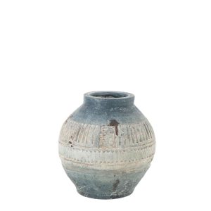 FLOWERPOT ANTIQUE OUTDOOR MAGNESIUM BLUE/WHITE SMALL
