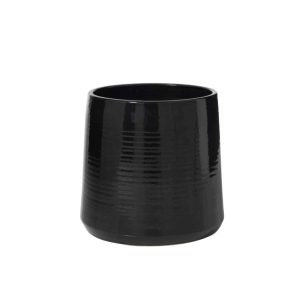 FLOWER POT ROUND CERAMIC BLACK EXTRA LARGE