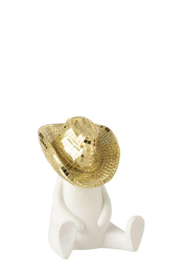 COWBOY MOSAIC POLYRESIN WHITE/GOLD COLORED